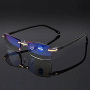 Klassnum 2025 Rimless Reading Glasses for Men and Women Ultralight Retro Square Eyewear Anti Blue Light