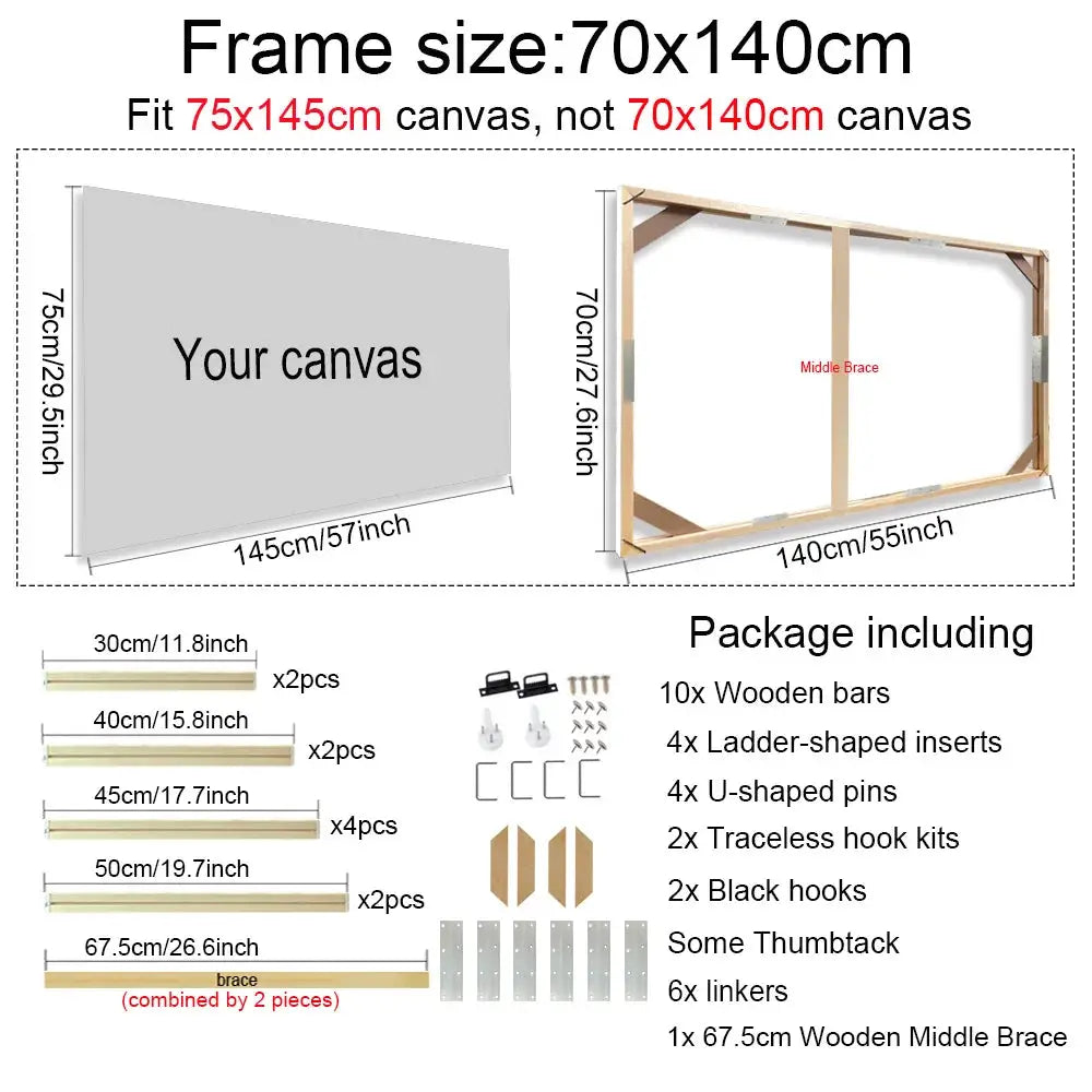 Simples Market wooden canvas frame set in natural wood with multiple frame sizes