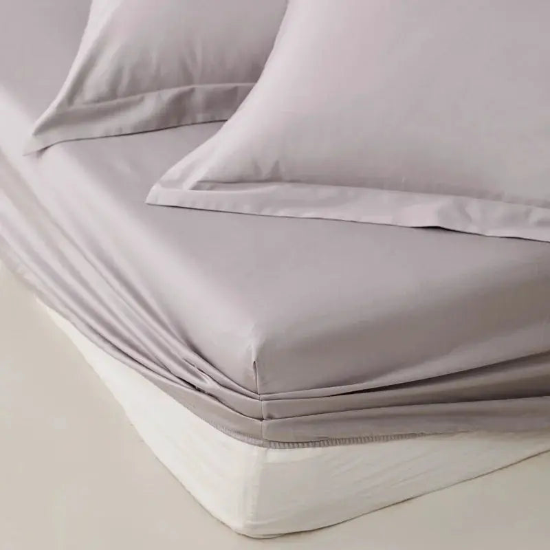 Simples Market Egyptian cotton fitted sheet in light gray, 800TC, king/queen size