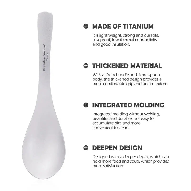 Boundless Voyage titanium spoon by Simples Market; lightweight, durable camping utensil.