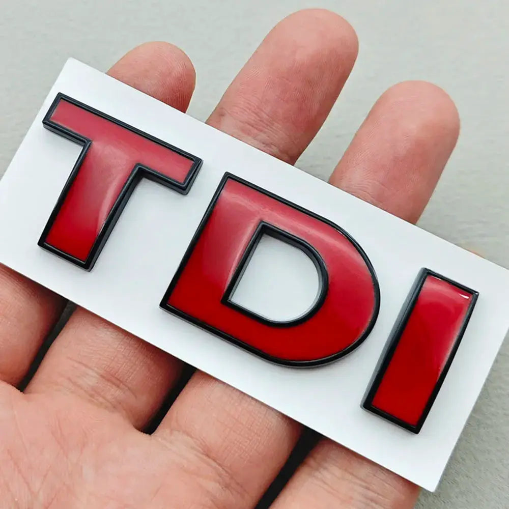3D ABS TDI emblem badge for VW cars, red letters with black edging