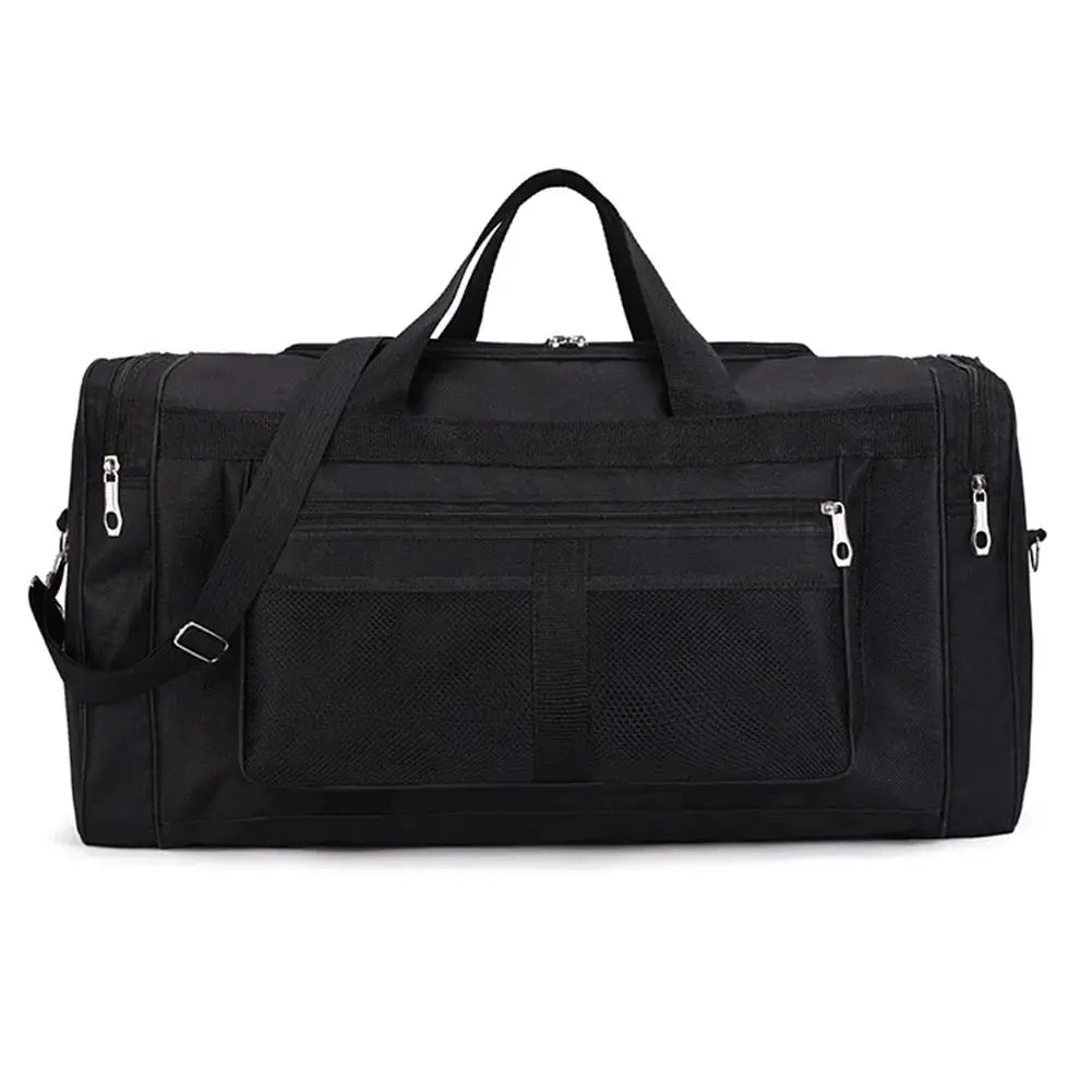 Simples Market black Oxford dry/wet separation gym bag with large capacity, waterproof, multiple zip pockets