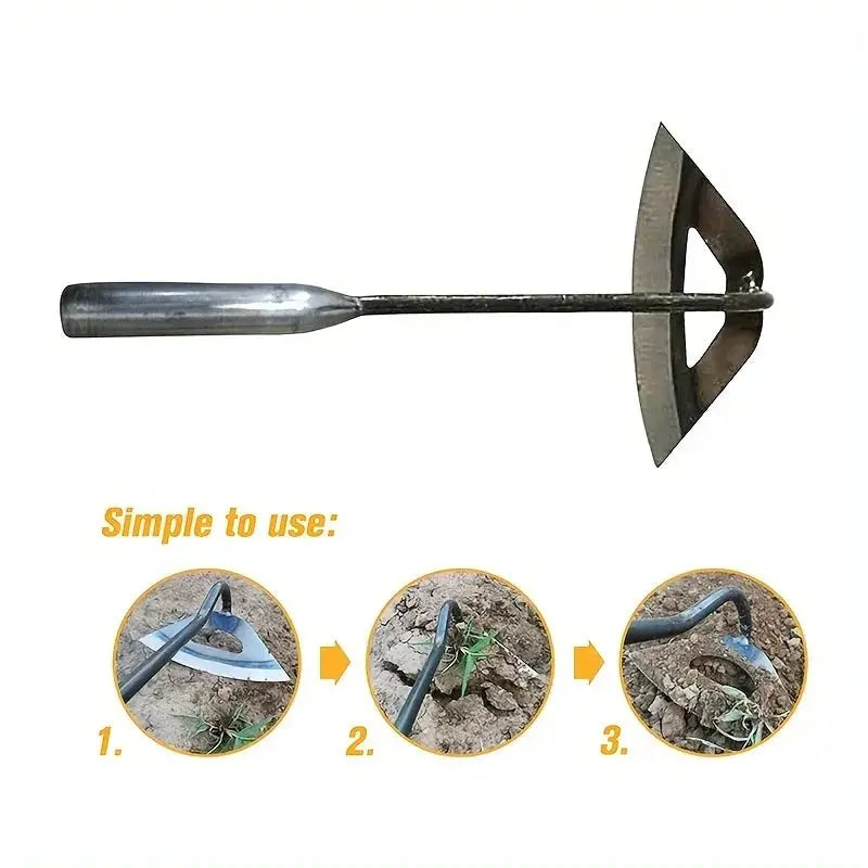 Premium All Steel Hardened Hollow Hoe Handheld Weeding Rake Durable And Rust Resistant Ideal For Vegetable Gardens