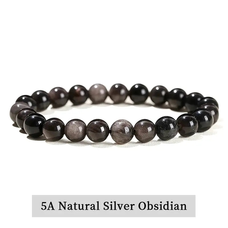 JD Natural Stone Beads Bracelet Amethyst Tiger Eye Crystal Quartz Agate Unisex Bangle Reiki Healing Jewelry Gift