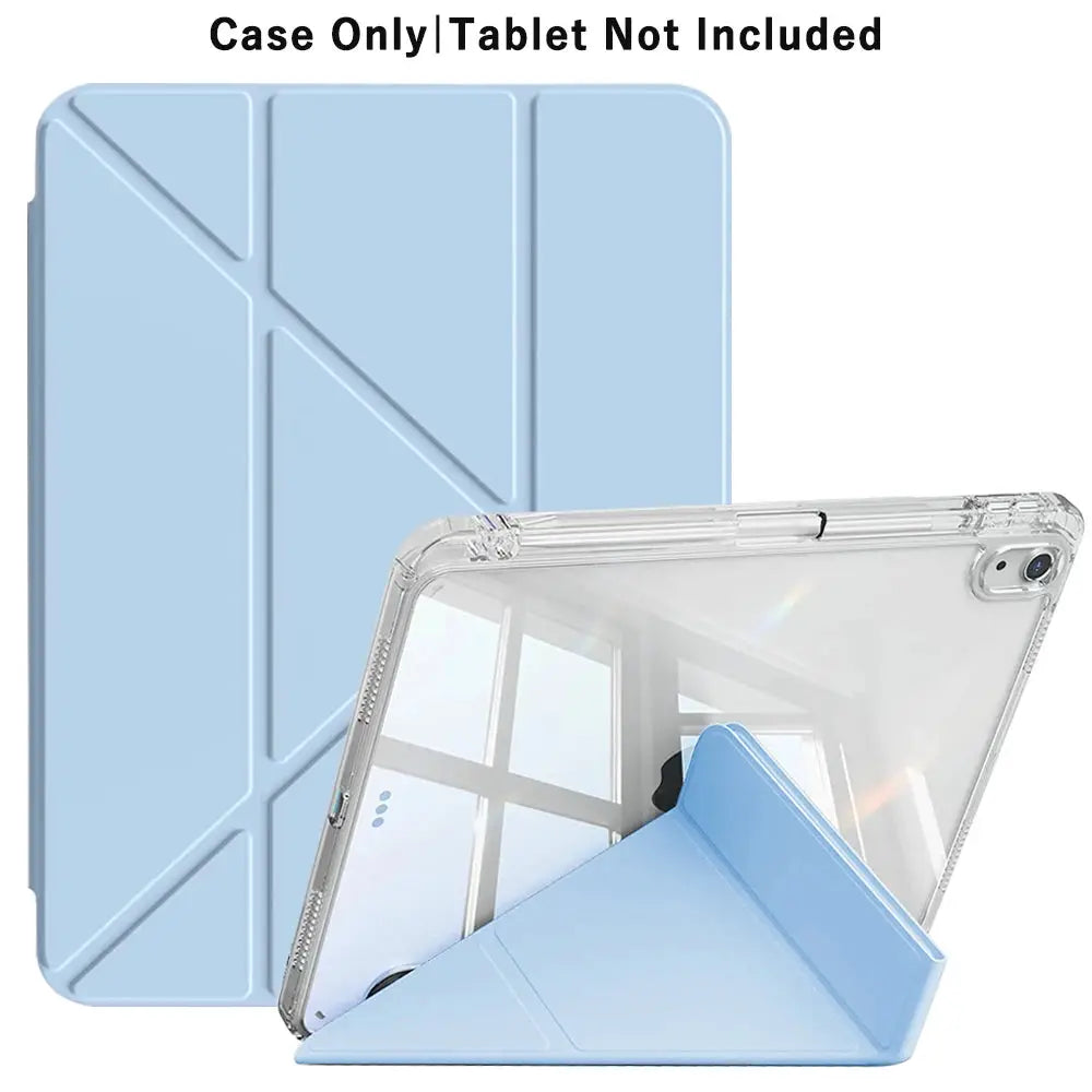 AuroraGuard 3Y Fold Flip Clear Case For iPad 10Th And 11Th Gen 2025 10.2 Inch Ultra Slim Transparent PU Cover
