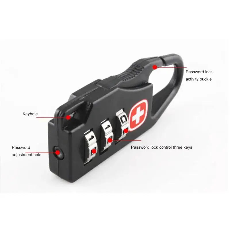 Simples Market black mini combination padlock for suitcases and luggage with 4-dial code
