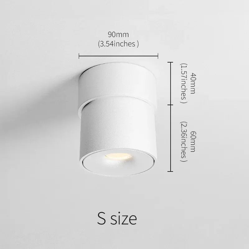 Aisilan LED ceiling spotlight, white, 360-degree rotation COB lamp, surface-mounted 7W/9W indoor lighting