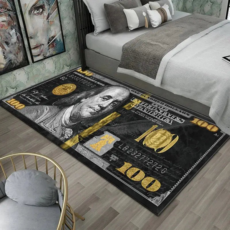 Colorful Dollar Money Print Carpet Rug Large Area Non Slip Stain Resistant Entryway Bedroom Floor Mat Decoration
