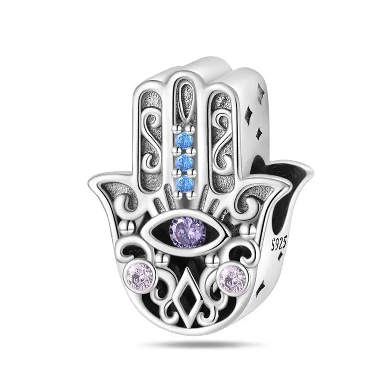 Silver Plated Guardian Angel Heart Shaped Zircon Charms Beads for Original Qikaola 925 Bracelets DIY Jewelry Gifts - Simples Market