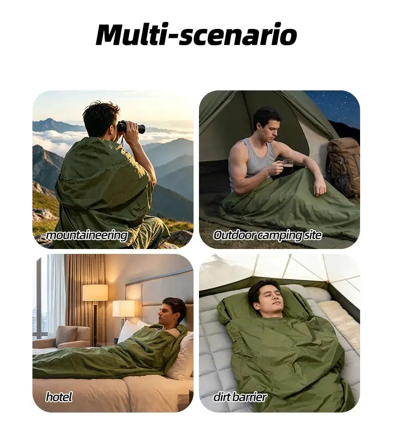 Simples Market outdoor sleeping bag liner, ultralight 128g single-envelope style, green for camping
