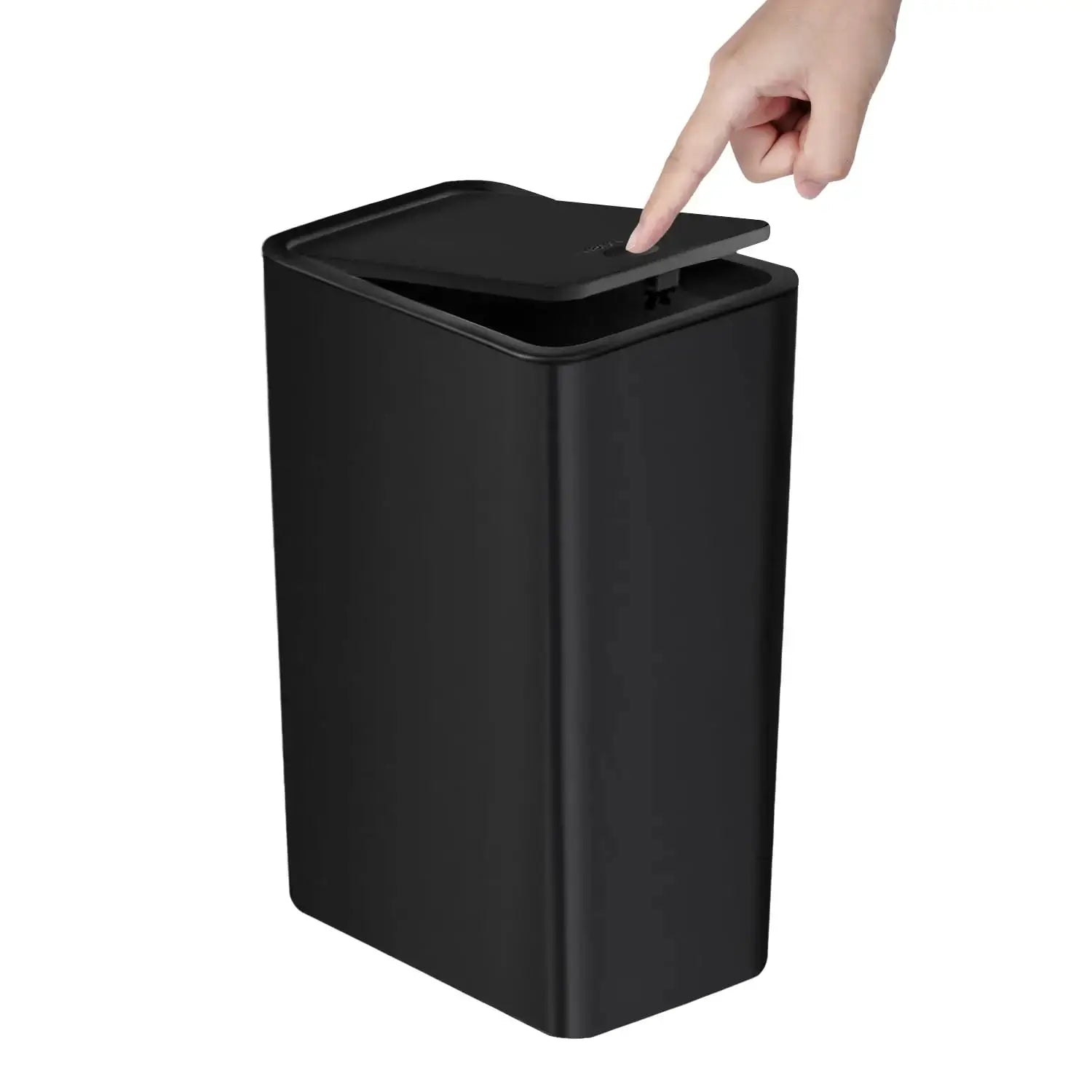 Simples Market 10L black plastic bathroom trash can with press-top lid