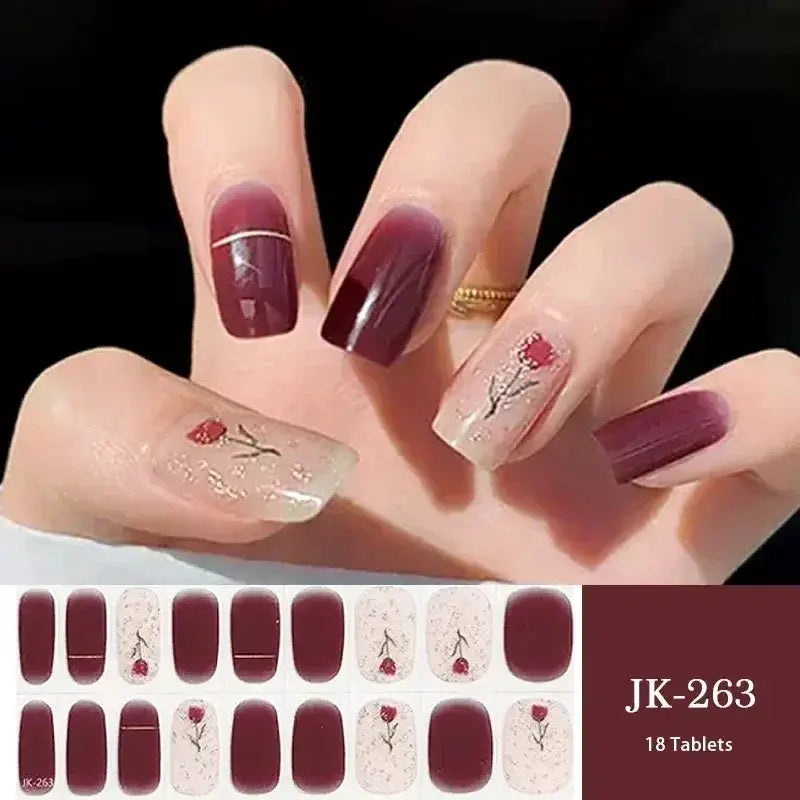 NailLux Semi Cured Nail Wraps For 16 To 20 Tips Easy Full Cover Adhesive Press On Nails Gel Finish UV LED Compatible