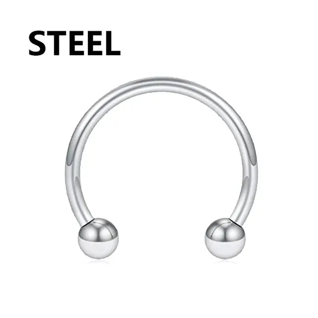 Stainless Steel Horseshoe Fake Nose Ring C Clip Septum Lip Hoop 1Pc For Women Men Jewelry
