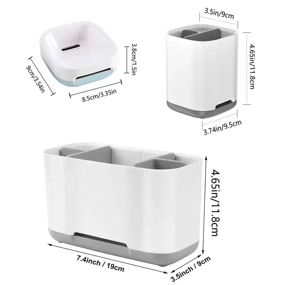 Electric toothbrush holder and bathroom shelf organizer, 1pc by Simples Market, white with gray base, large-capacity.