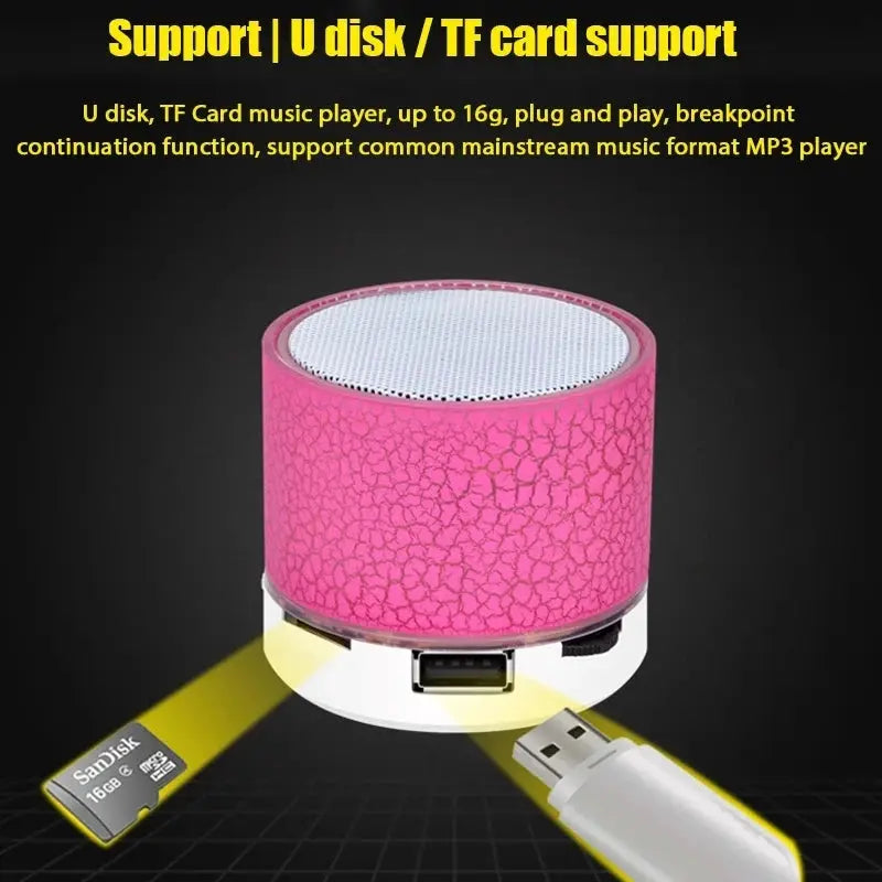 Mini Portable Wireless Bluetooth Speaker With LED Lights Crack Appearance Design Hands Free Hi Fi Audio