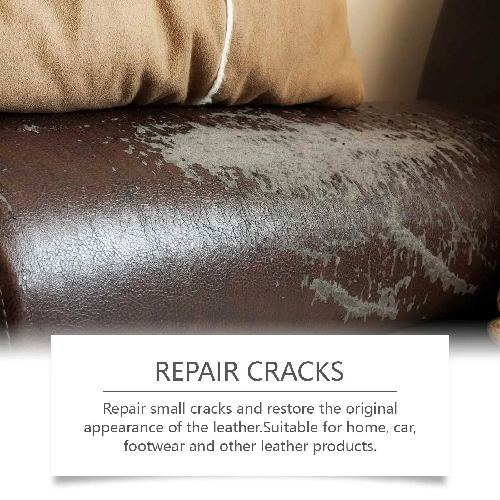 Car leather repair kit by Simples Market for cracked brown leather on seats and furniture