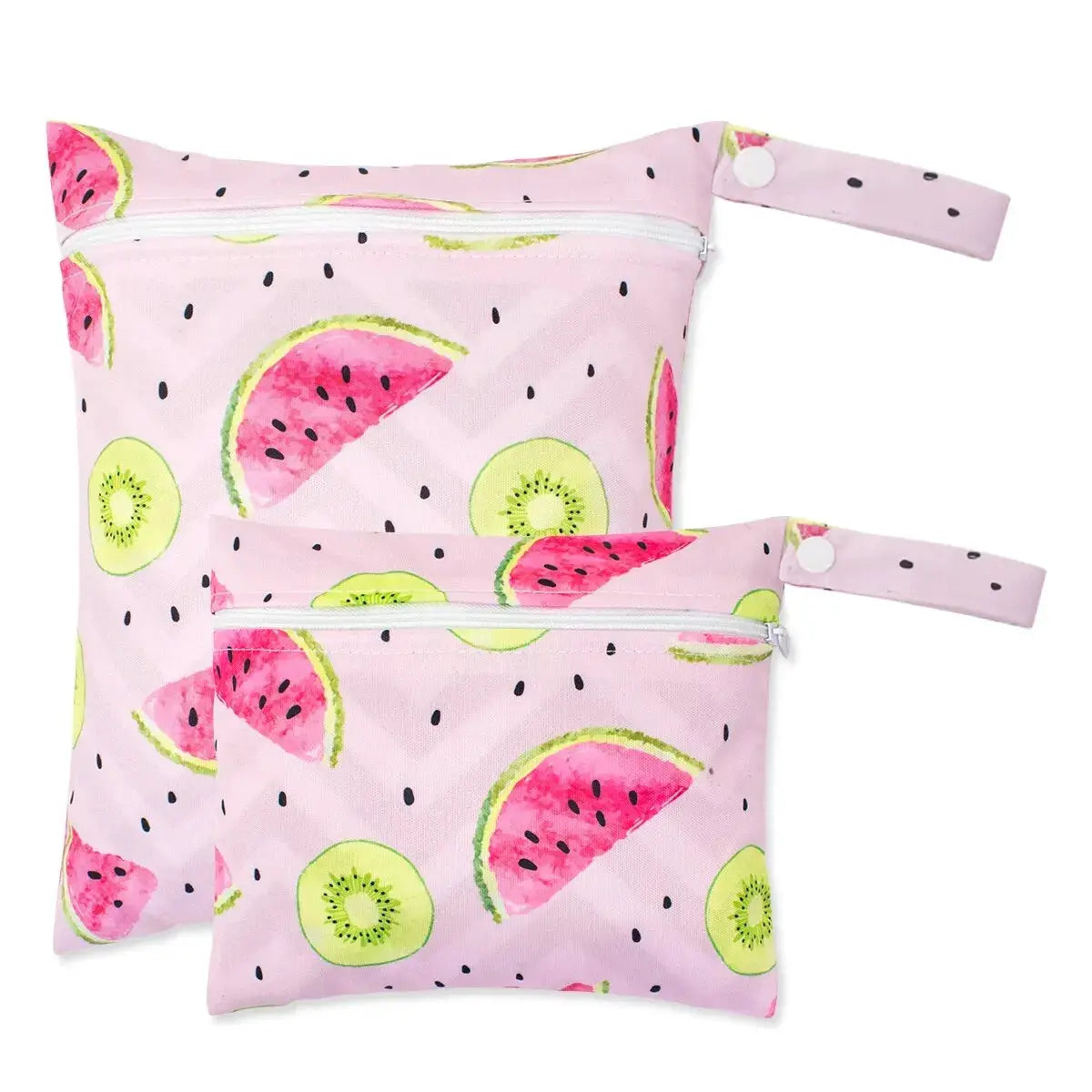 2 Pack Waterproof PUL Wet Bags With Zipper Closure And Hanging Loop Reusable Diaper Swim Gym Bags