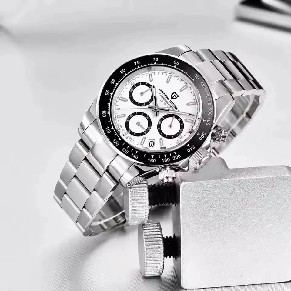 Pagani Design V2 40mm Classic Business Quartz Watch with Multi Time Zone Chronograph Sapphire Crystal for Men