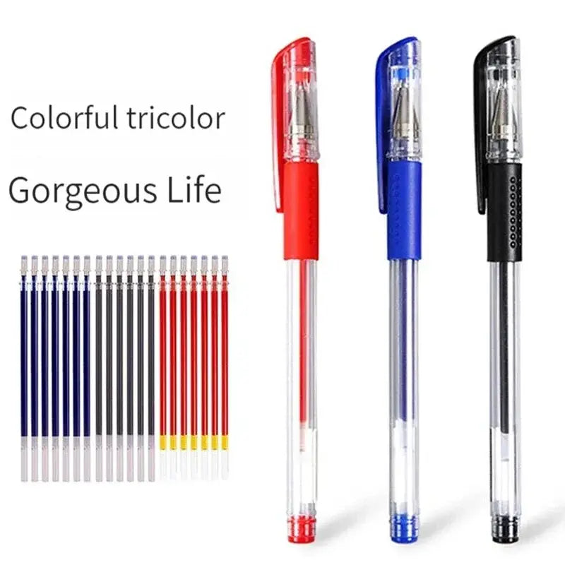 Gel pen set with red, blue and black 0.5mm ballpoint pens; multicolor collection (25/35 pcs)