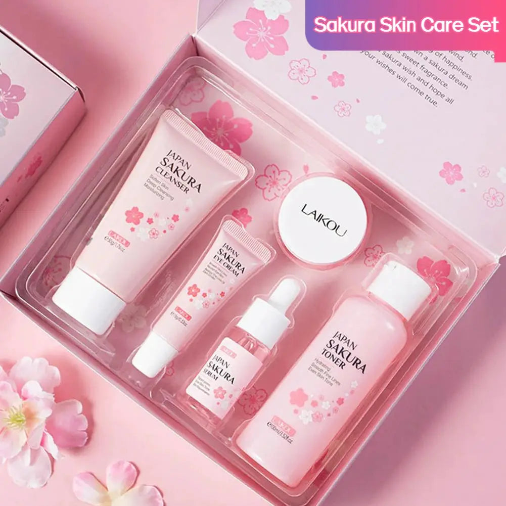 Sakura Skin Care Set Complete Facial Routine For Hydration And Radiant Skin With Cherry Blossom Essence