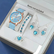 NovaStyle Fashion Quartz Watch And Jewelry Set Shock Resistant Circular Analog Digital Display Zinc Alloy Case