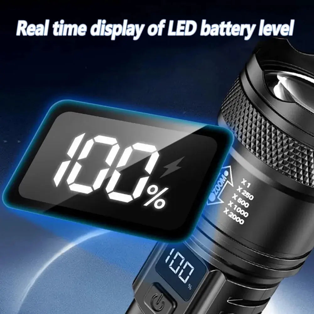 LED flashlight by Simples Market, 100000LM, rechargeable, waterproof outdoor torch