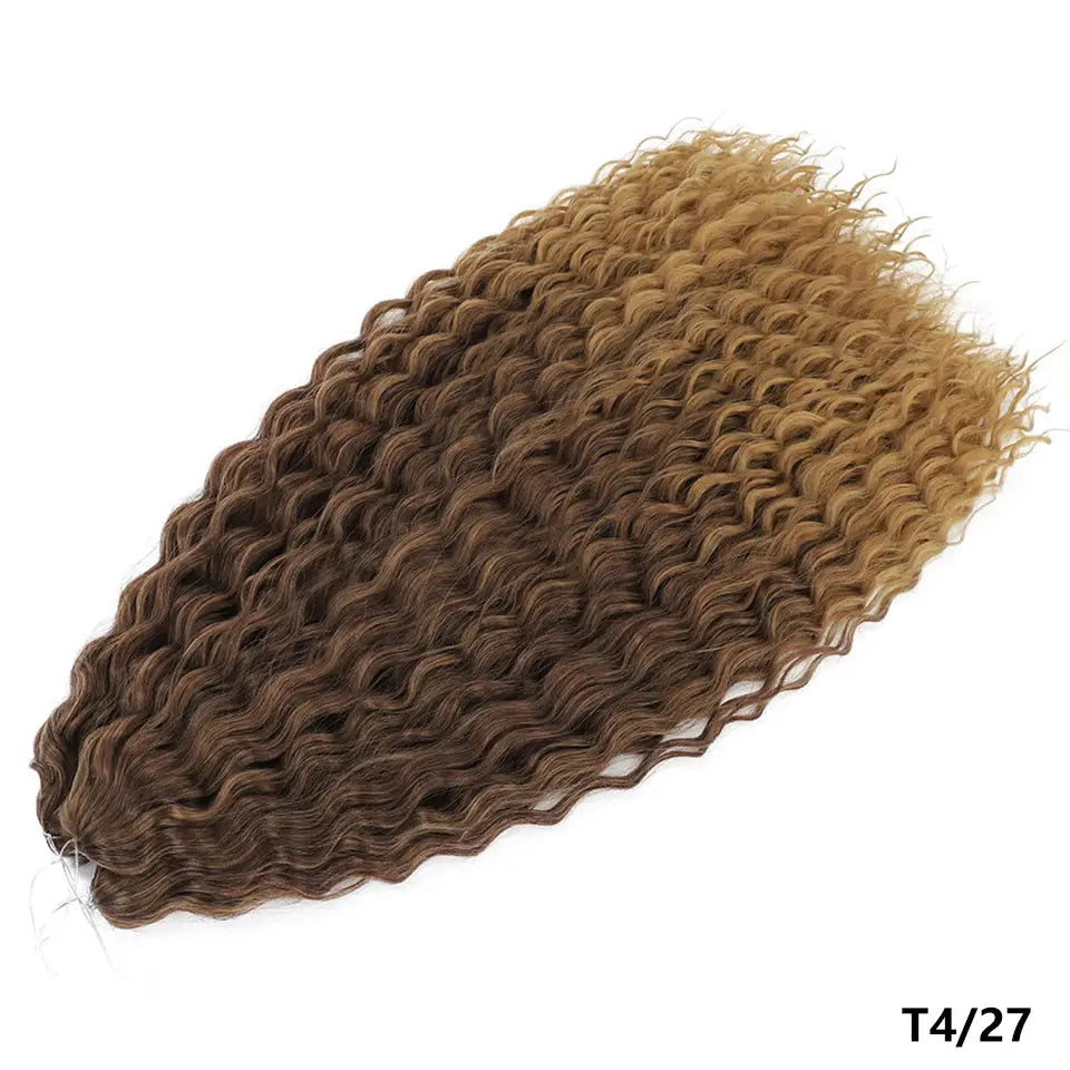 Simples Market Ariel Curls crochet hair extension in ombre blonde to brown with water-wave Afro curls (T4/27)