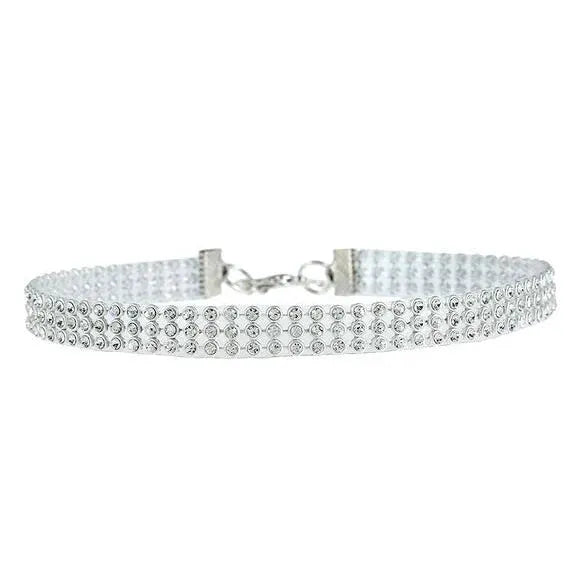 Top Quality Rhinestone Choker Necklace Shiny Punk Hip Hop Style For Women Party Gift Korean Jewelry