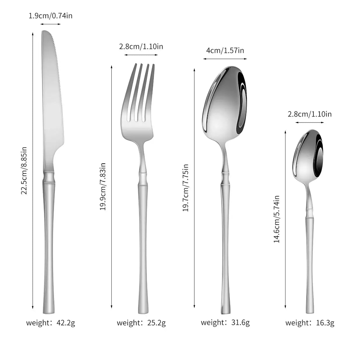 Stainless Steel Cutlery Set 4/6/16/24 Piece Includes Steak Knife And Fork Dessert Spoon Teaspoon For Home Or Restaurant