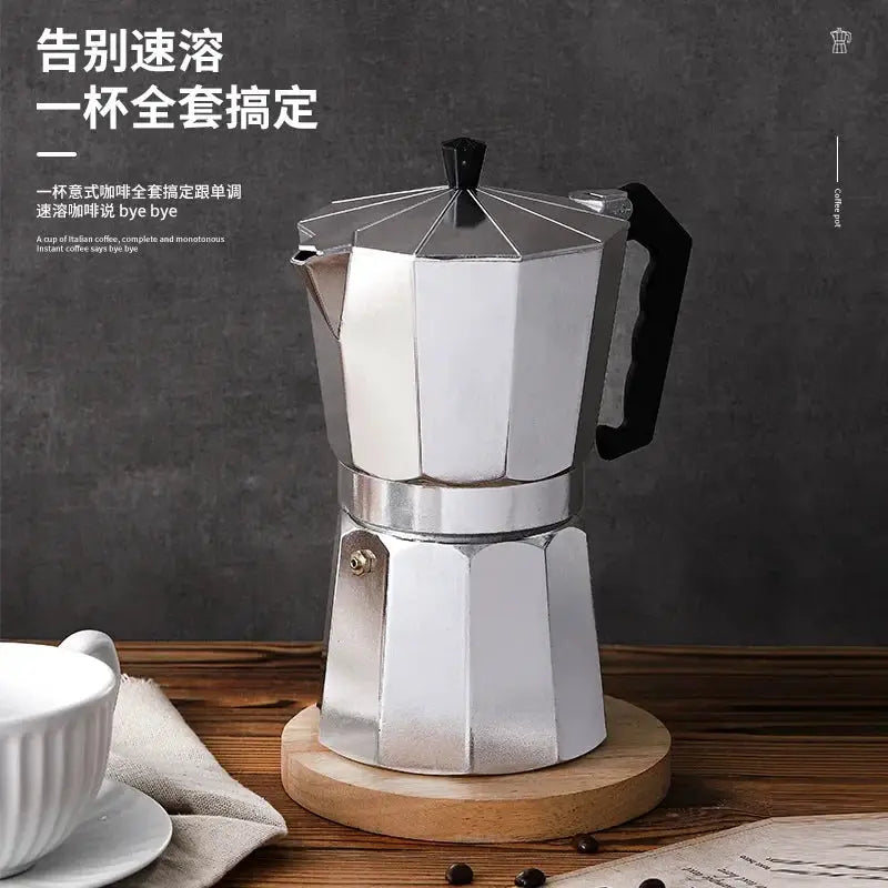 ItaliaBrew Moka Pot Portable Octagonal Stainless Steel Espresso Maker For Rich Italian Coffee