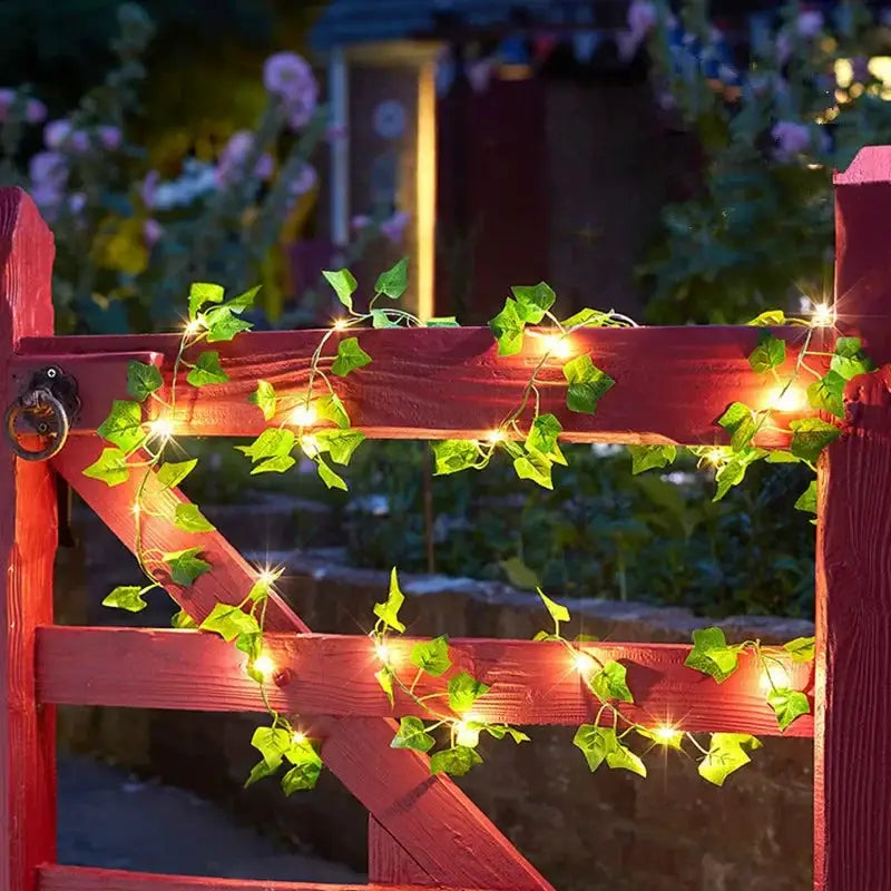 Flower Green Leaf String Lights Artificial Vine Fairy Lights Battery Powered Garland For Christmas Tree Home Decor