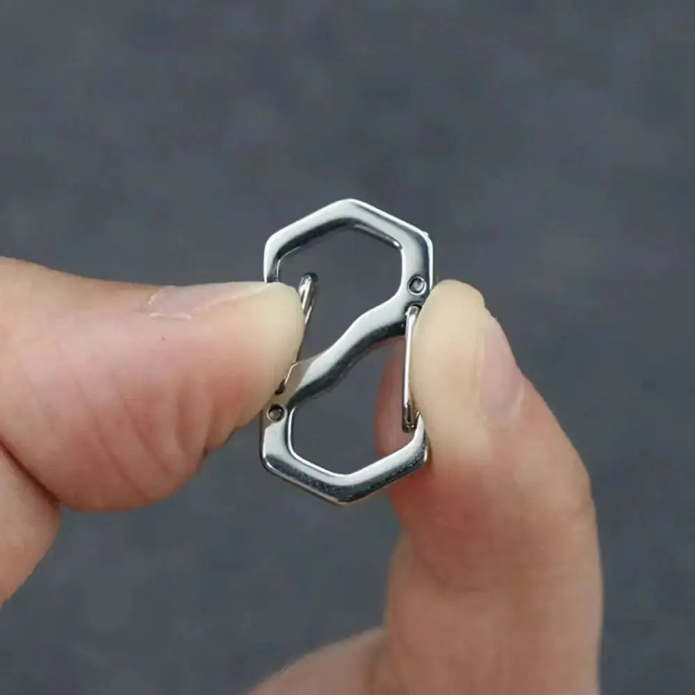 Stainless steel S-type locking carabiner clasps for necklaces, 10pcs, silver