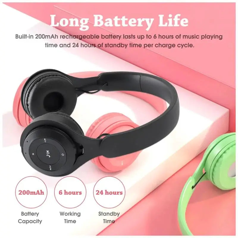 Y08 Wireless Bluetooth Headphones gaming headset with mic; black with pink ear cushions, green variant visible