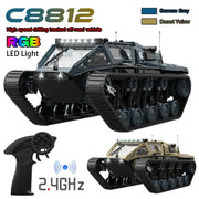 JJRC C8812 LED Light Full Scale Tracked Tank Simulation Model Toy RC Car Drift Remote Control Off Road Vehicle