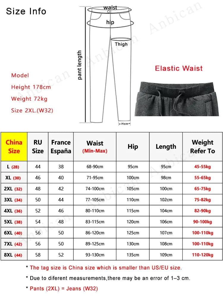 Winter men's fleece sweatpants with elastic waist and zip pockets; gray track pants, plus sizes 6XL-8XL.