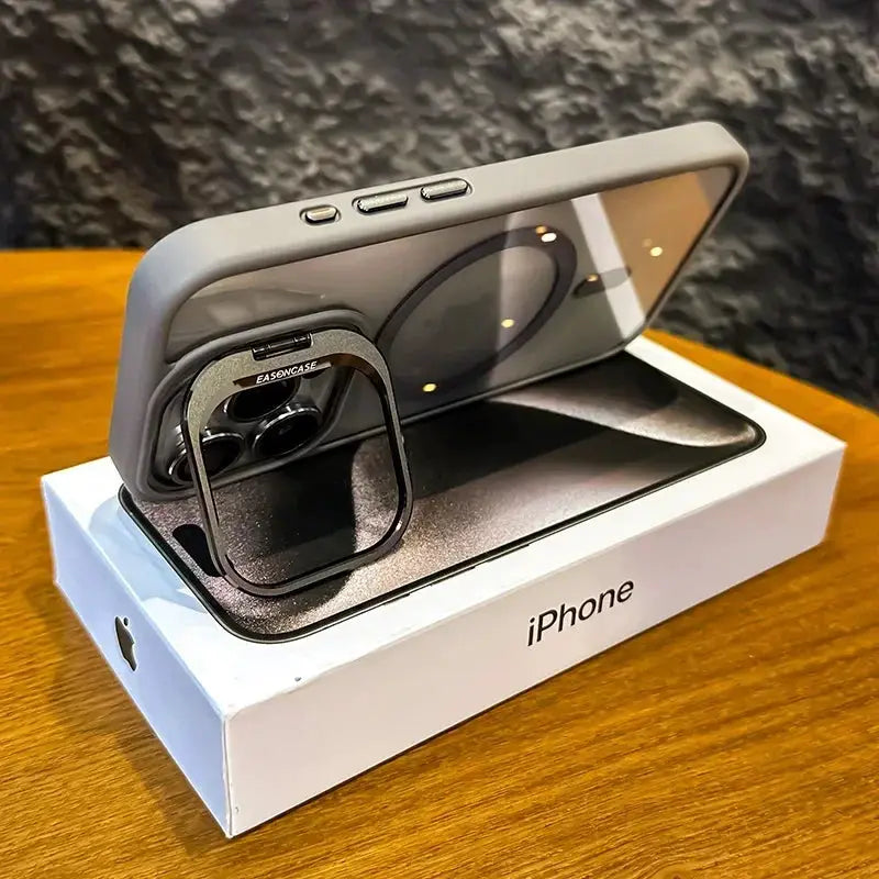 LuxGuard Luxury Magnetic Shockproof Phone Case for iPhone 11 to 16 Pro Max with Stand and Lens Protection