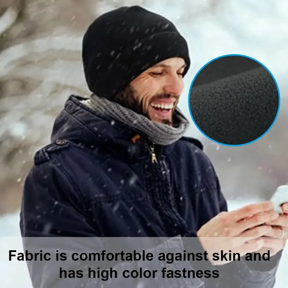 Unisex Warm Winter Skull Cap Polar Fleece Beanie Hat Windproof Outdoor Ski Cap Thick Insulated