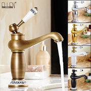 ELEN antique bronze bathroom faucet; solid brass, single-handle; 5 finishes shown