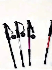 Ultralight trekking poles by Simples Market, set of 4 foldable hiking poles with black handles and colored shafts.
