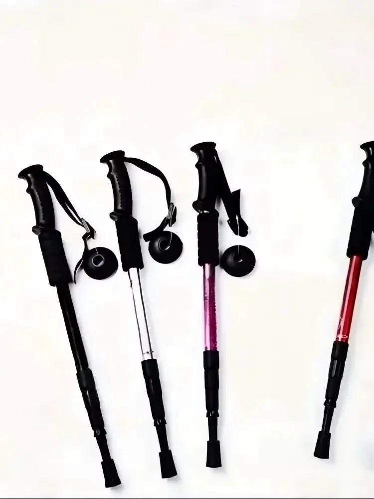 Simples Market ultralight trekking poles set with shock absorption, foldable design; four poles in assorted colors