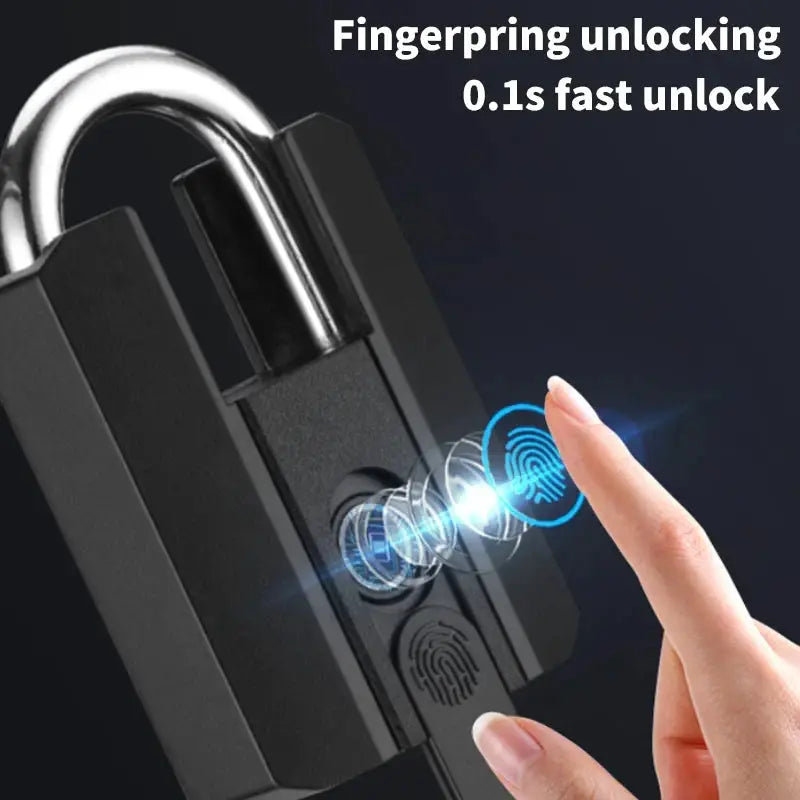 Smart padlock with fingerprint reader and TTlock app control; IP67 waterproof outdoor lock