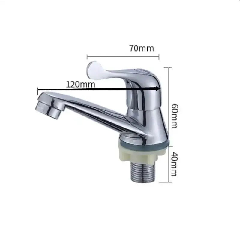 Chrome bathroom basin faucet, single cold-water mixer by Simples Market; 120mm spout reach.