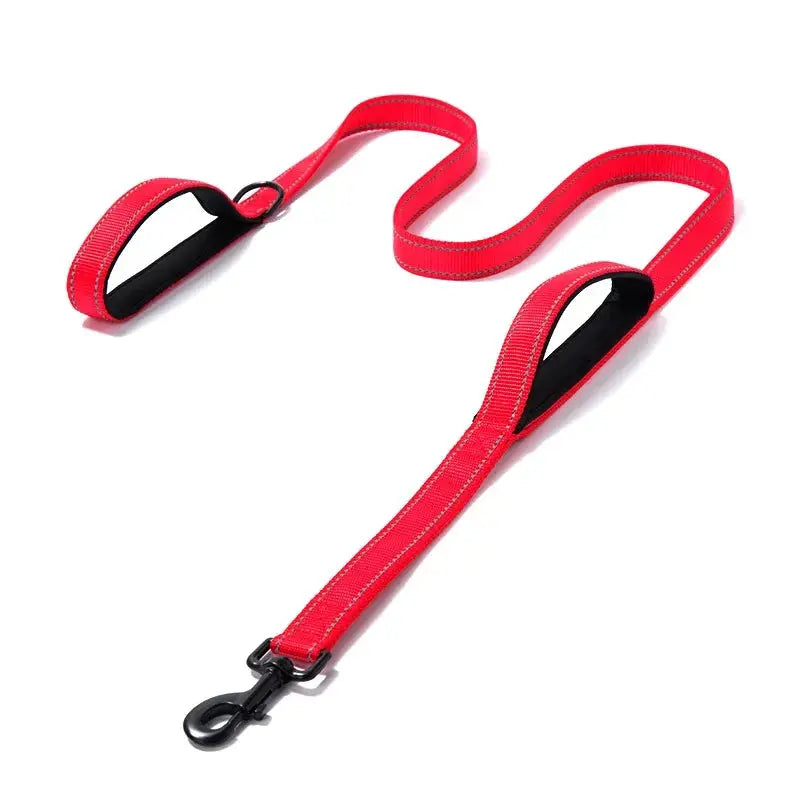 Heavy Duty Double Handle Dog Leash For Outdoor Travel And Training With Enhanced Control And Safety