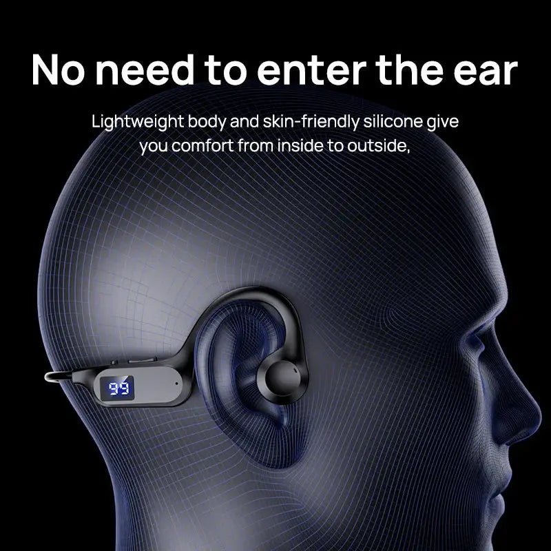 X7 Wireless Bluetooth Earphones Sports Style With Air Conducting LED Battery Display And Memory Card Support