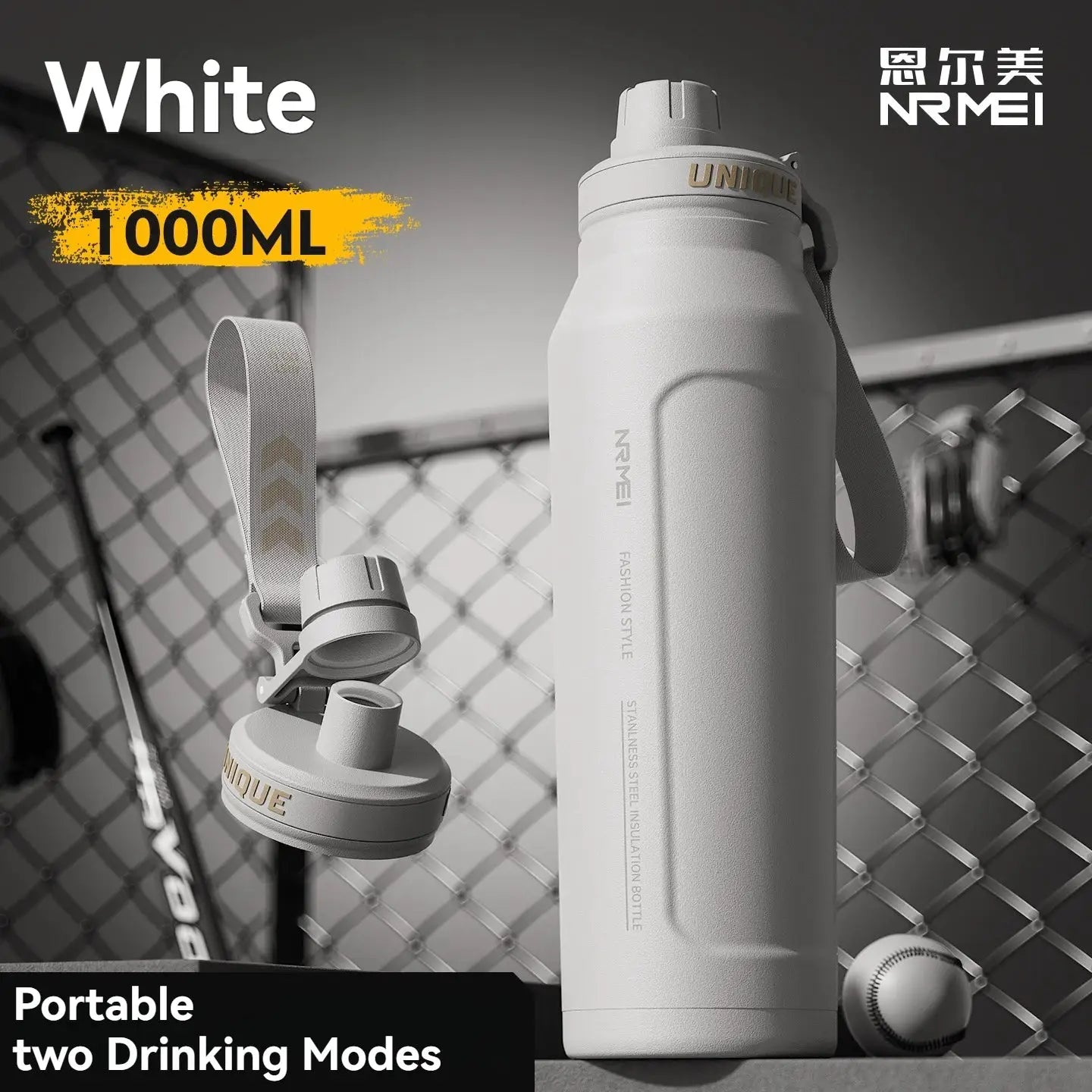 1L Insulated Stainless Steel Water Bottle Vacuum Flask With Handle