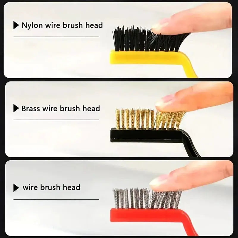 7 Inch Brass Cleaning Brush Set 3 Piece Stainless Steel Wire Scrubbers