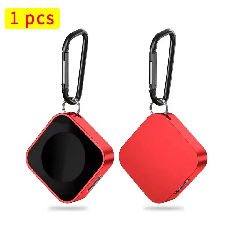 2 pcs portable wireless watch chargers, red diamond-shaped with carabiner clips