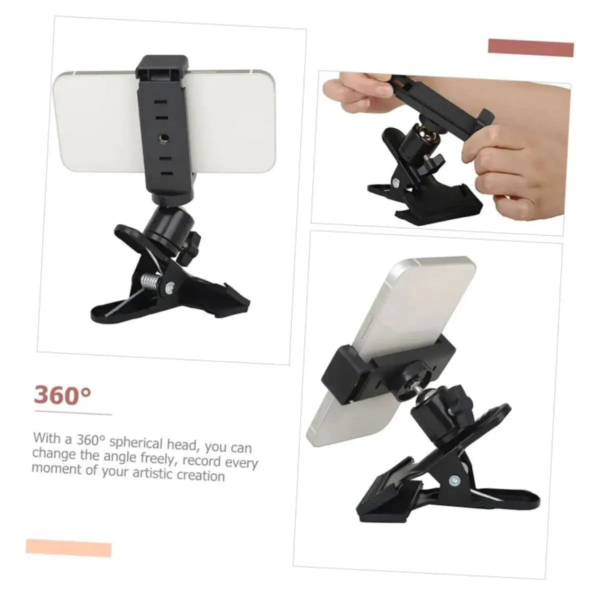 Miwayer Guitar Head Clip Phone Holder for Live Streaming Stand and Tripod Clip for Mobile Phones and Action Cameras