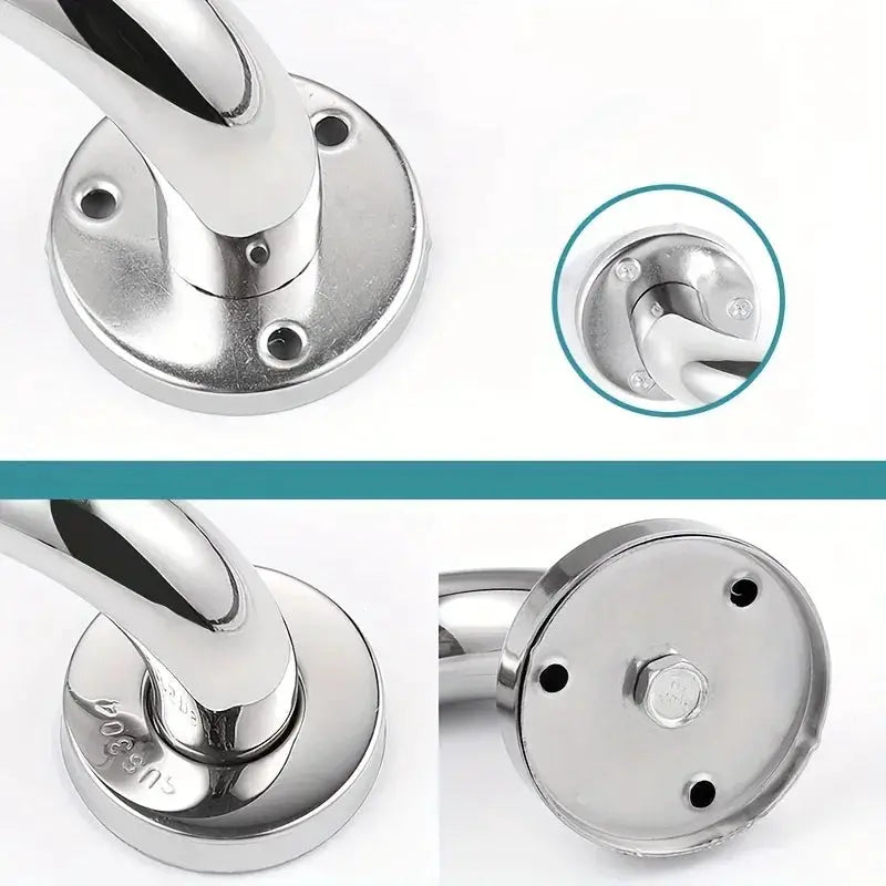 304 stainless steel bathroom handrail bracket with chrome finish, round mounting plate and screws by Simples Market