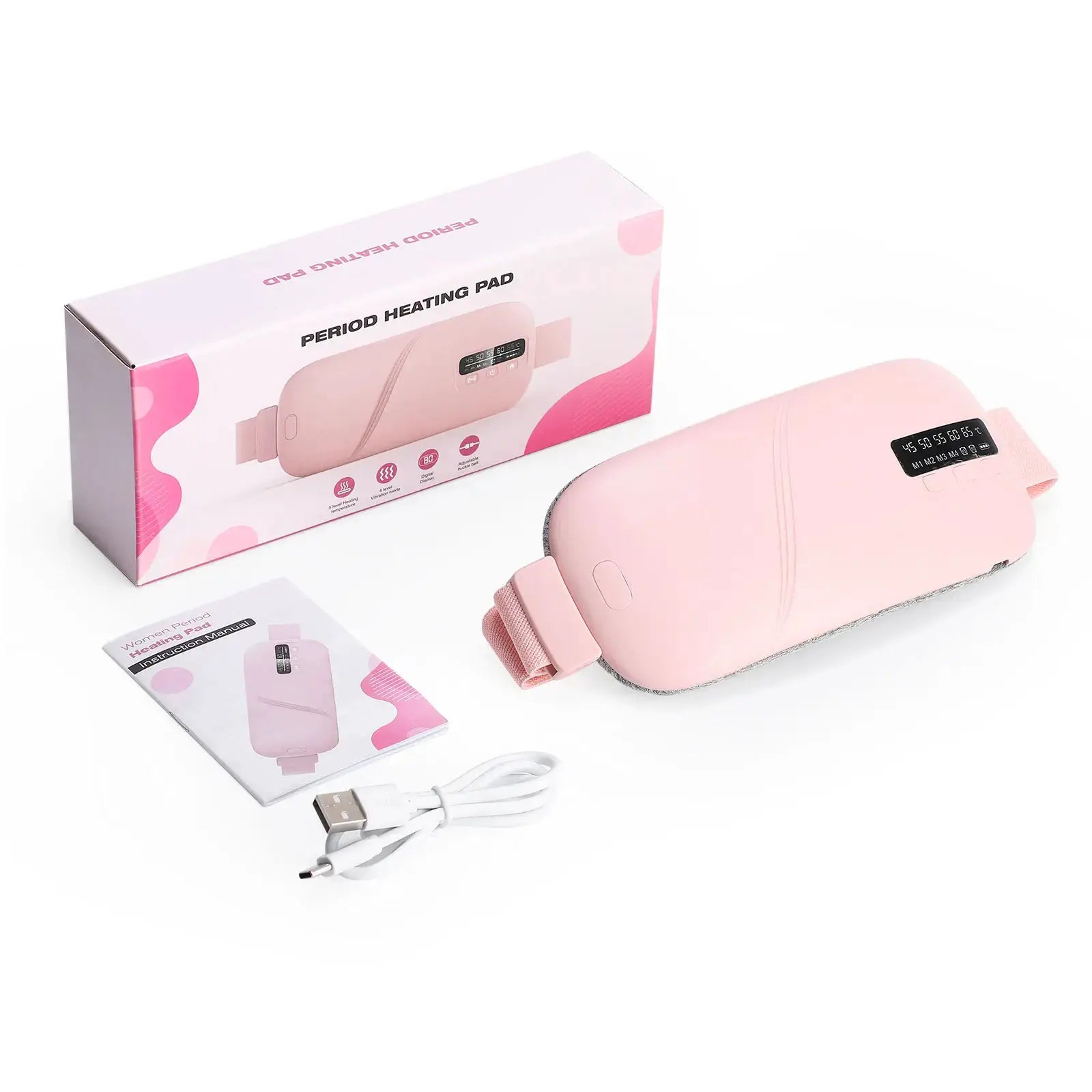 Pink period heating belt by Simples Market with 5 modes and digital display